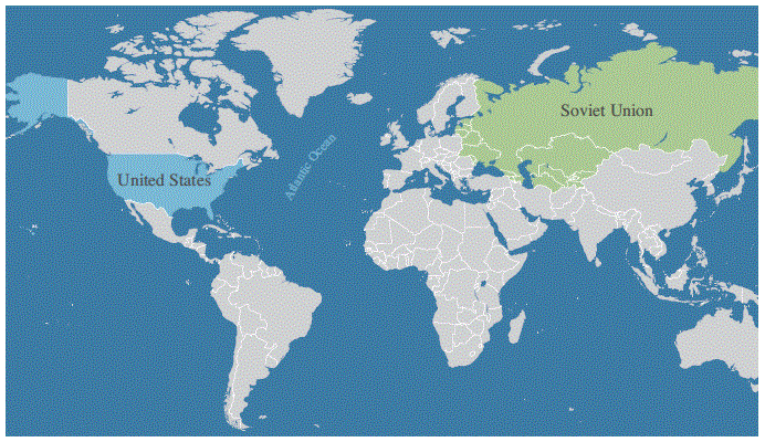 Map of US and USSR COld War areas
