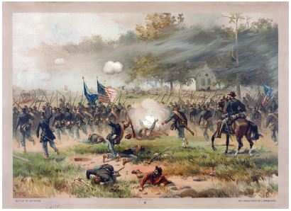 The battle of Antietam during the Civial War (painting)