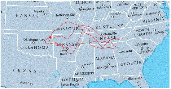 Routes the native Americans were forced to travle when their lands were taken over