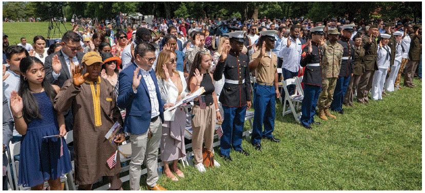 Persons becoming natrualized US citizens by taking the oath