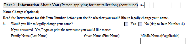 Part 2, Item 3 name change