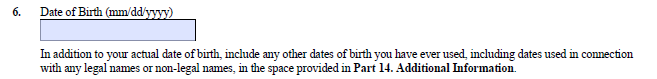 Part 2_, Item 6 date of birth