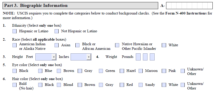 Part 3, personal biographical data