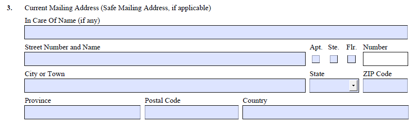 Part 4, Item 3 safe address to receive mail